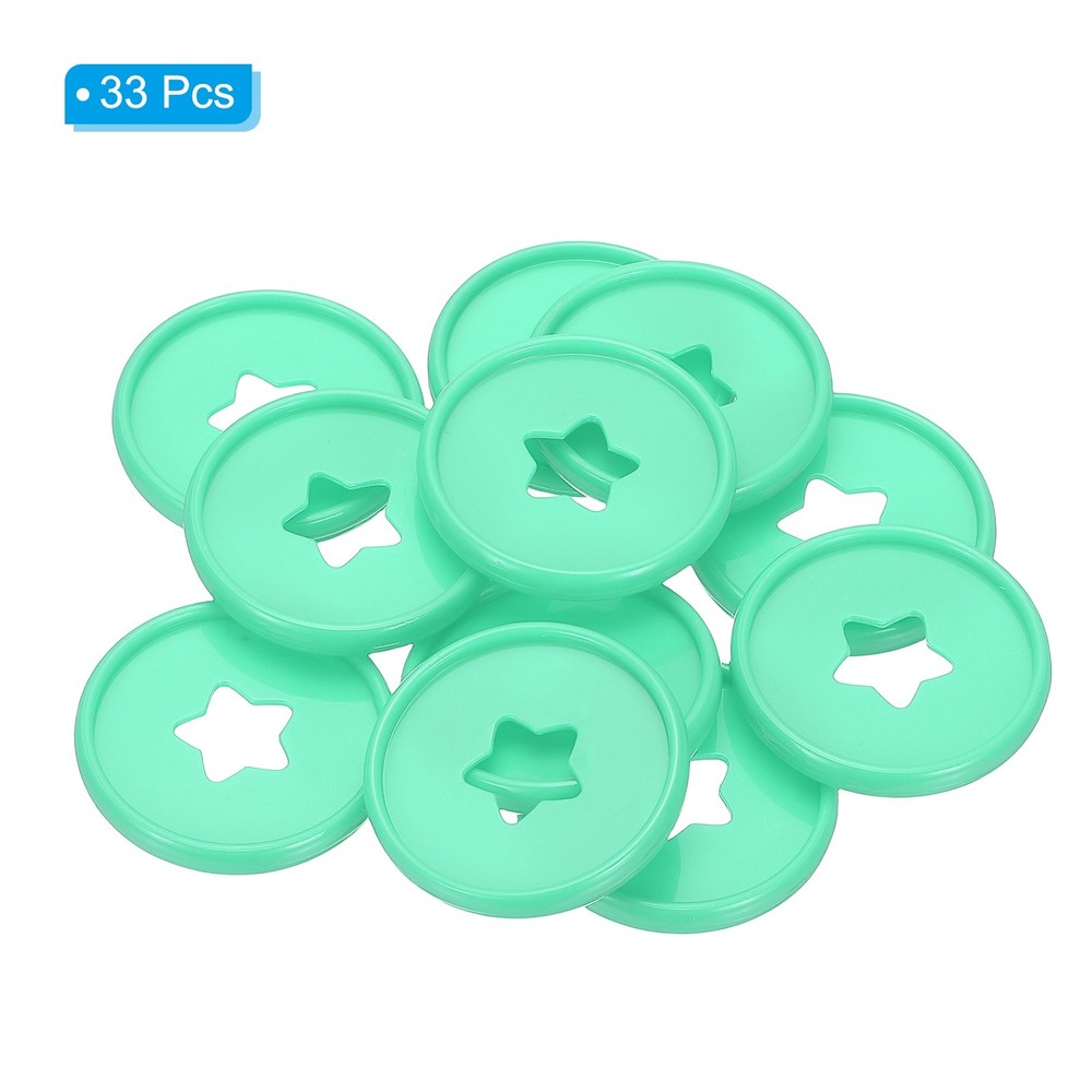 35mm Plastic Book Binding Discs, 33 Pack Expansion Discs Star, Green