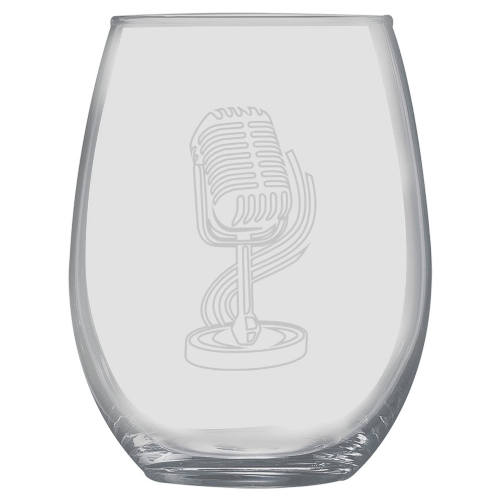 15oz Stemless Wine Glass - Microphone