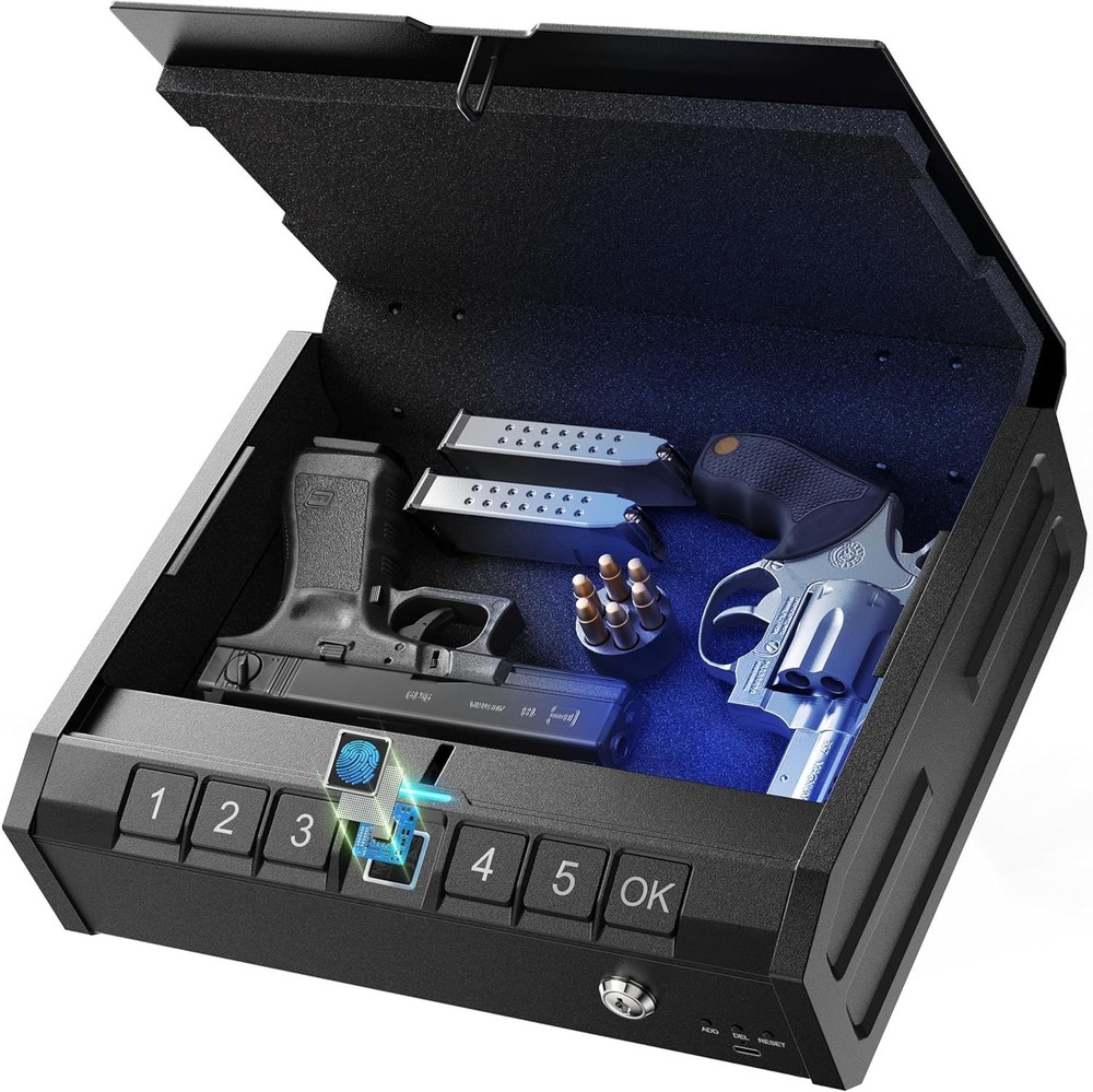 Biometric Fingerprint Handgun Safe Quick Access Lock Box