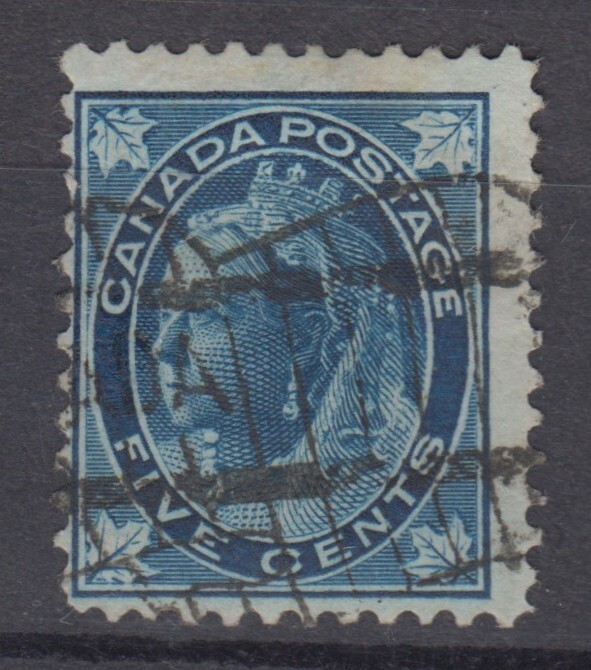 Canada Scott #70 5 cent  dark blue  "QV Maple Leaf"  F
