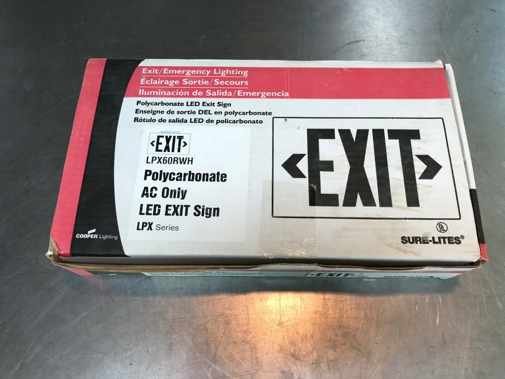 LPX60RWH Cooper Lighting Sure-Lites Exit Emergency Light LED Exit Sign 120-277V