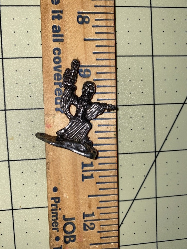 Pewter Skeleton Reaper Figurine Holding Small Skeleton