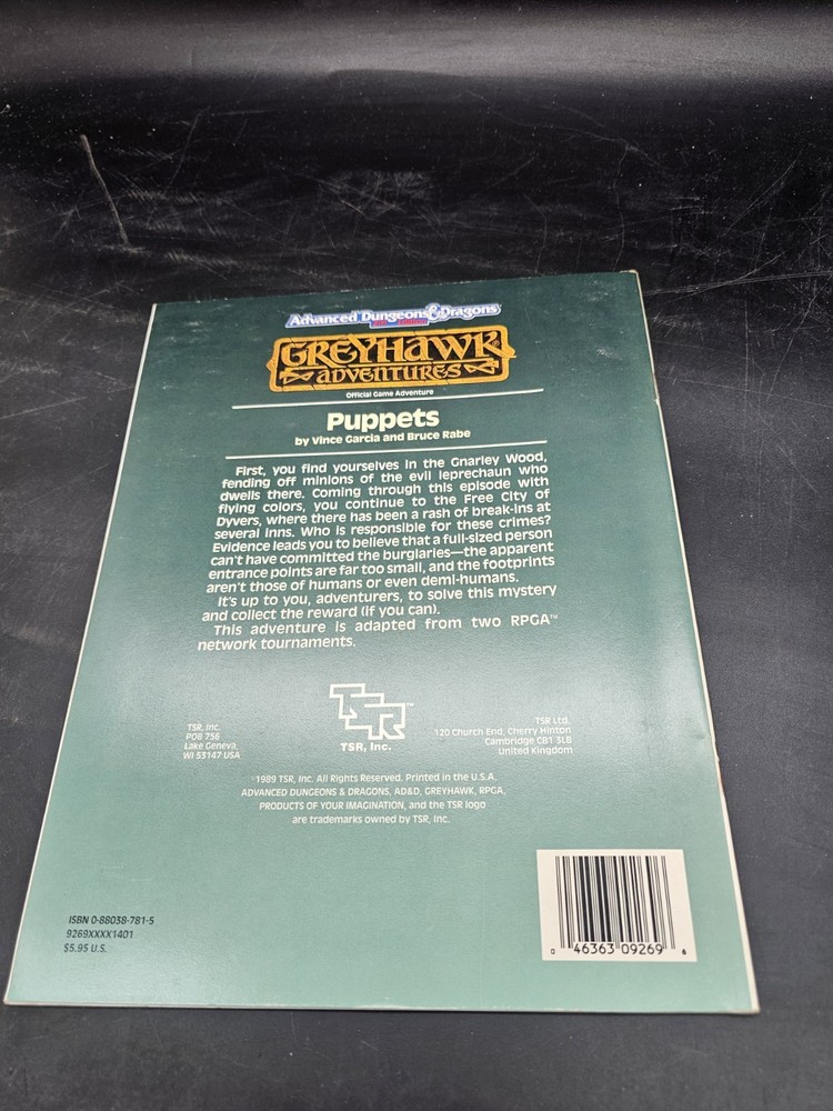 Advanced Dungeons and Dragons Module WG11 Puppets D&D
