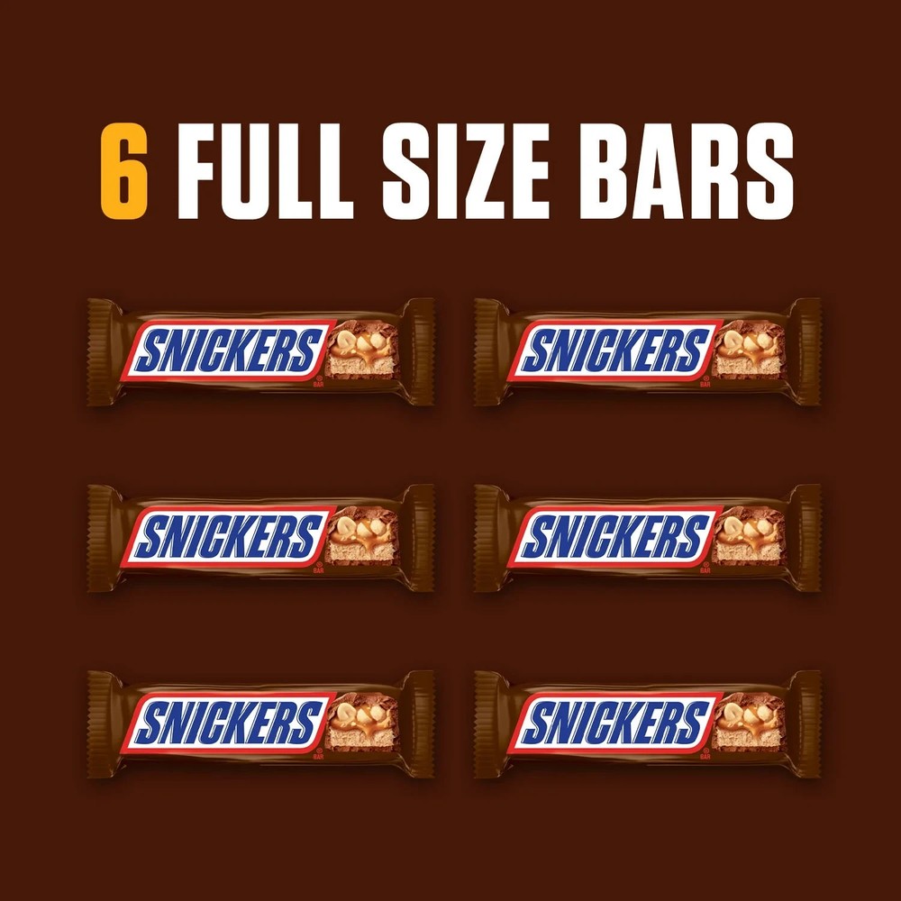 Snickers Full Size Chocolate Candy Bars - 11.16 oz (6 Pack)