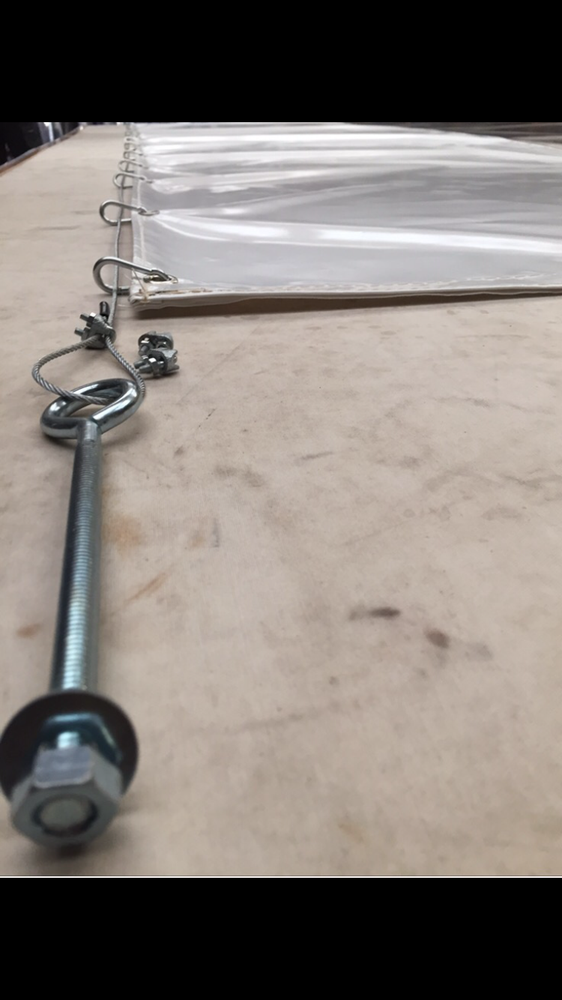 MADE TO MEASURE WORKSHOP CURTAINS GREY & CLEAR WORKSHOP CURTAINS 12FT W 9FT H