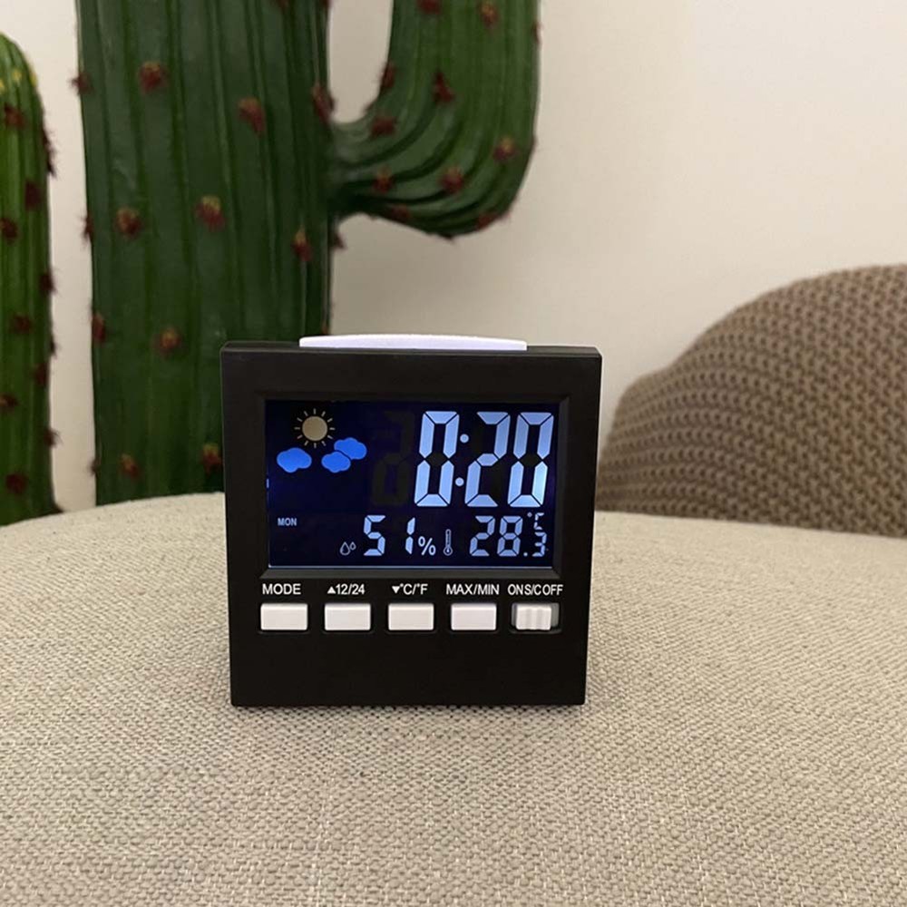 Voiceactivated Backlit Alarm Clock Hygrometer and Thermometer Function