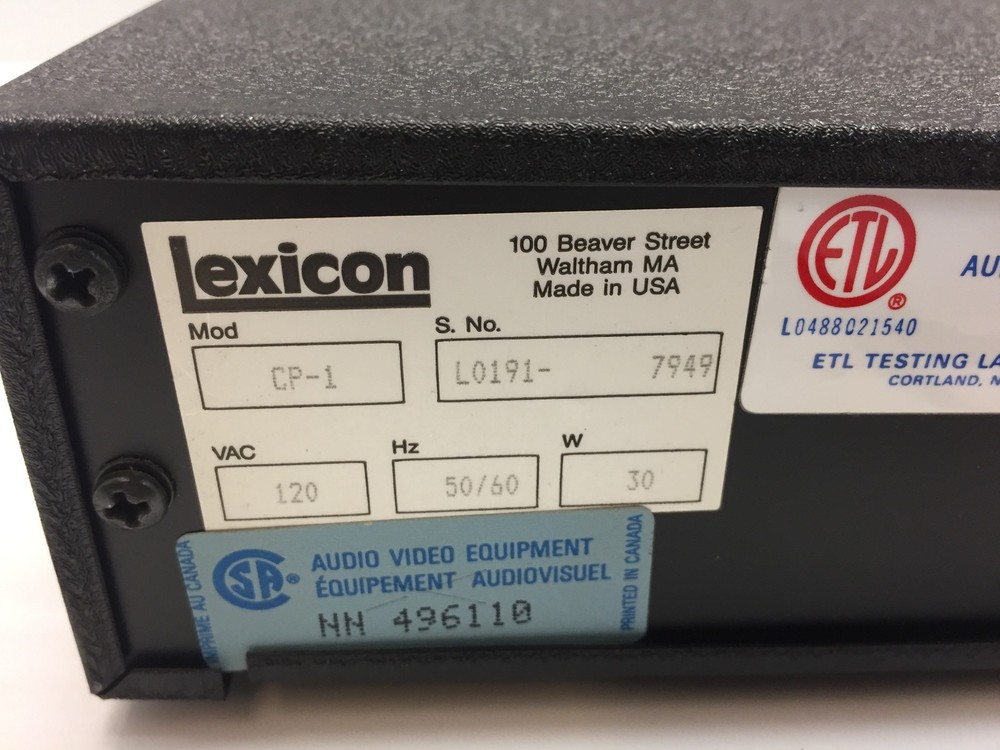 Lexicon CP-1 Digital Audio Environment Processor Surround Sound Processor USA
