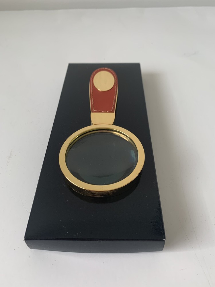 Magnifying Glass Hand Held Leather/Brass New In Box