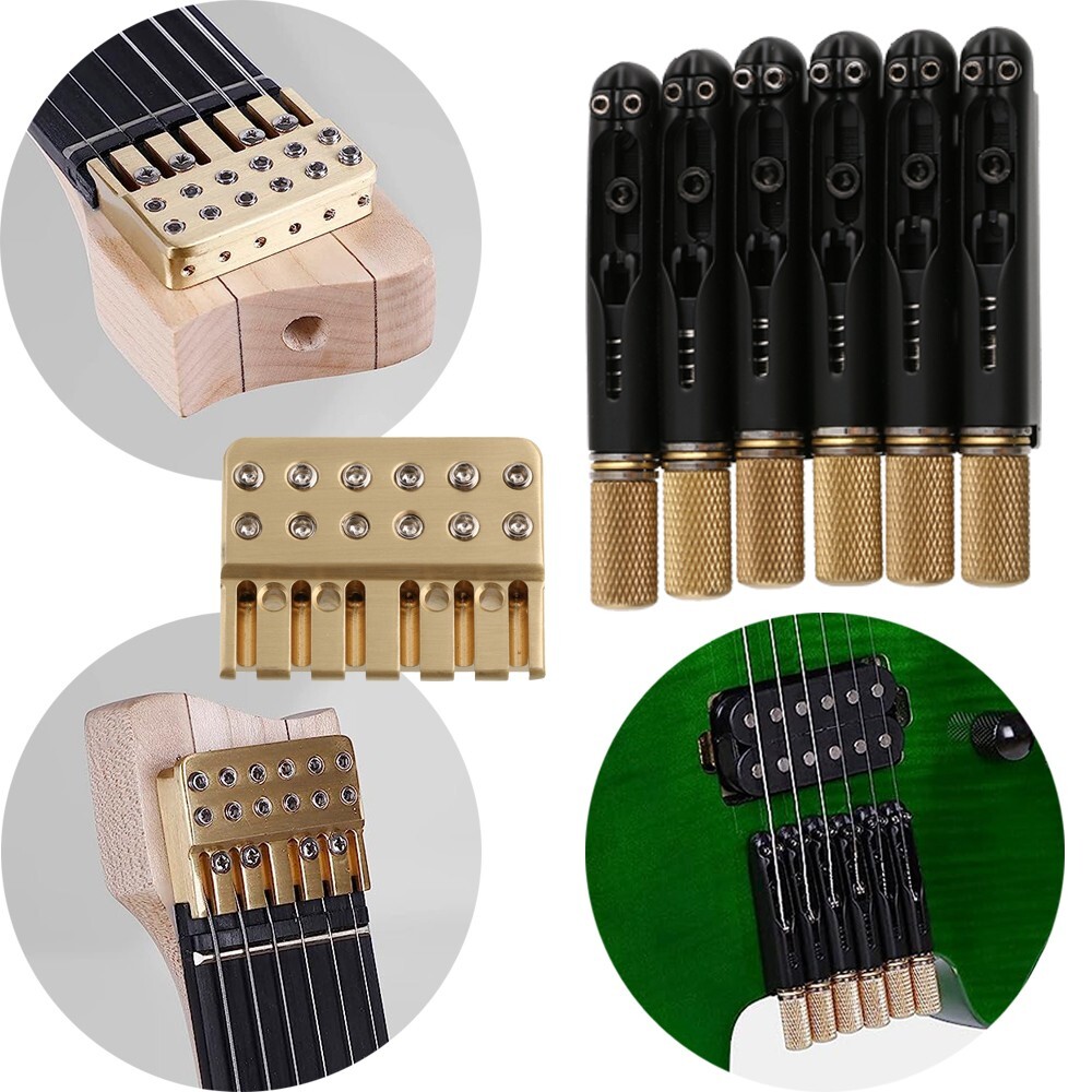 Fanned Frets 6 String Headless Guitar Bridge & String Lock Set