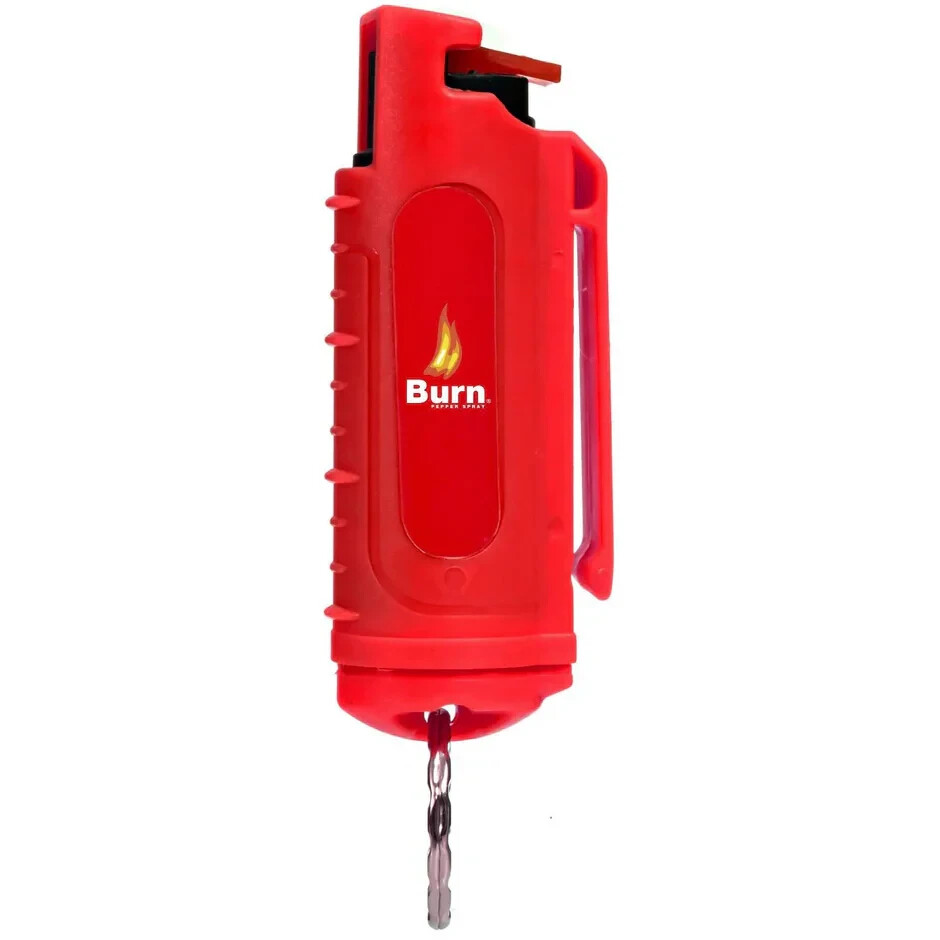 BURN Pepper Spray 0.5oz Security Self Defense Keychain Red