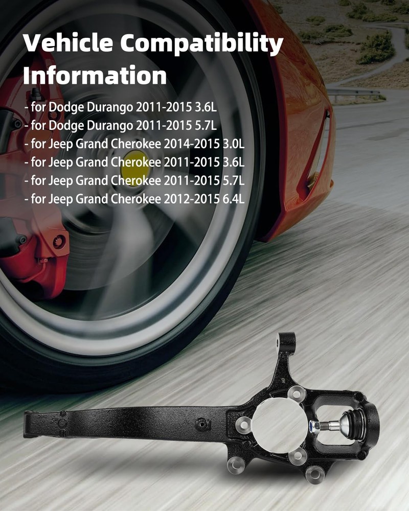 68022629AD Front Steering Knuckle Assembly Left Fit for 2011-2015 1PC