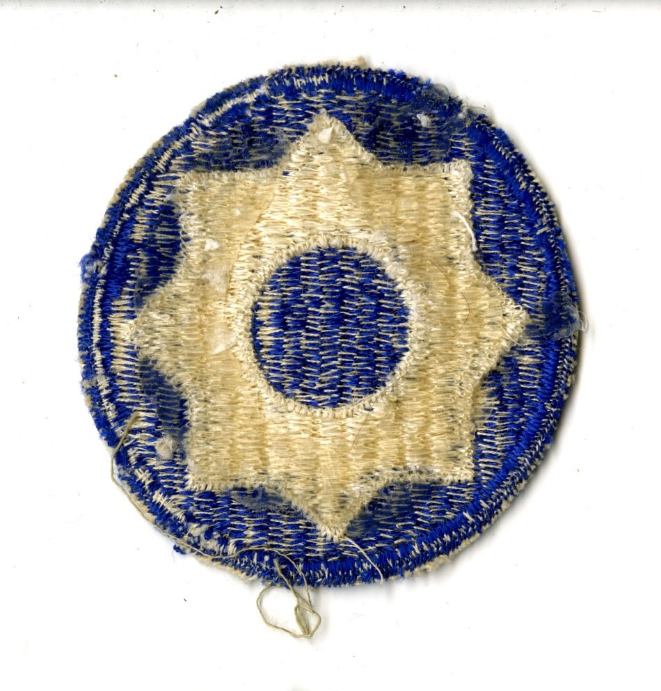 8th Service Command White Back Patch WWII Vintage Southern States