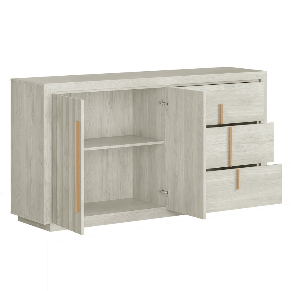 Sideboard Buffet Table w/ 3 Drawers & 2 Storage Cabinet - White Sand