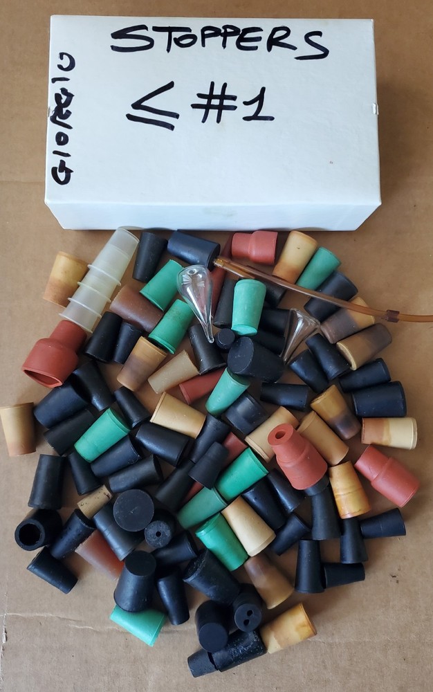 Rubber Stoppers Assorted Sizes (0#-9#). c.a. 190 Stoppers, see description