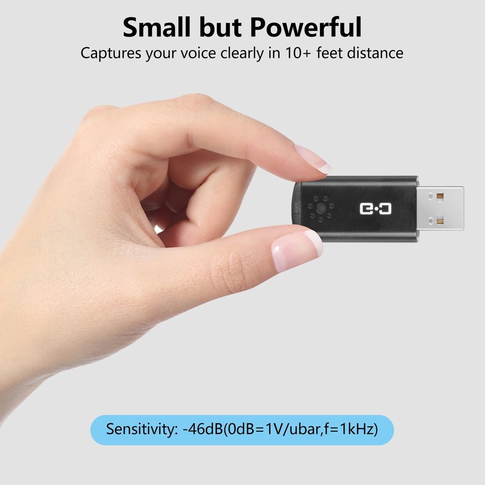 Cordless USB Microphone for Laptop/Desktop - High Sensitivity, Plug-and-Play