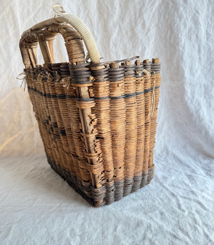 Early 1900's woven bicycle basket