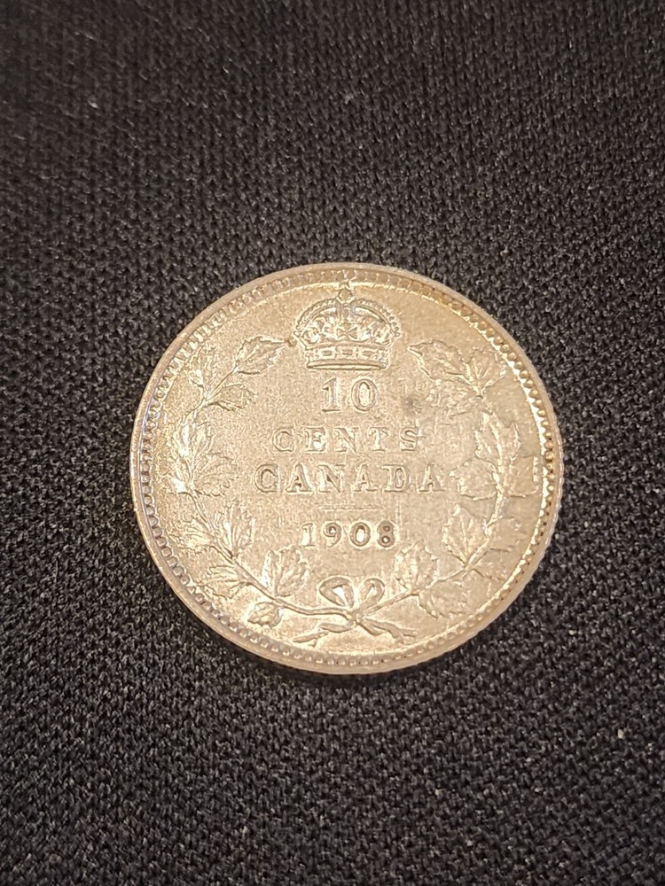 1908 Canada 10 Cents Silver Coin