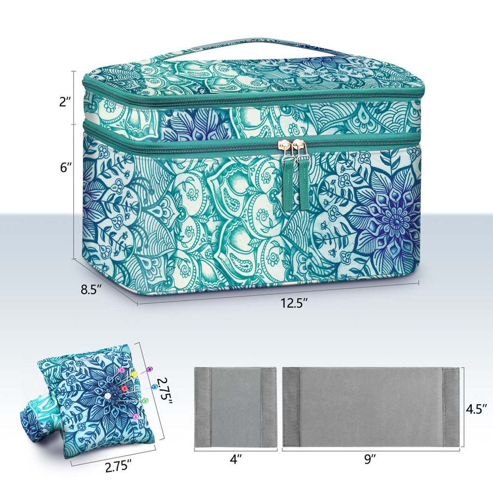 Sewing Accessories Storage and Organizer Case, Double-Layer Sewing Kits Carry...