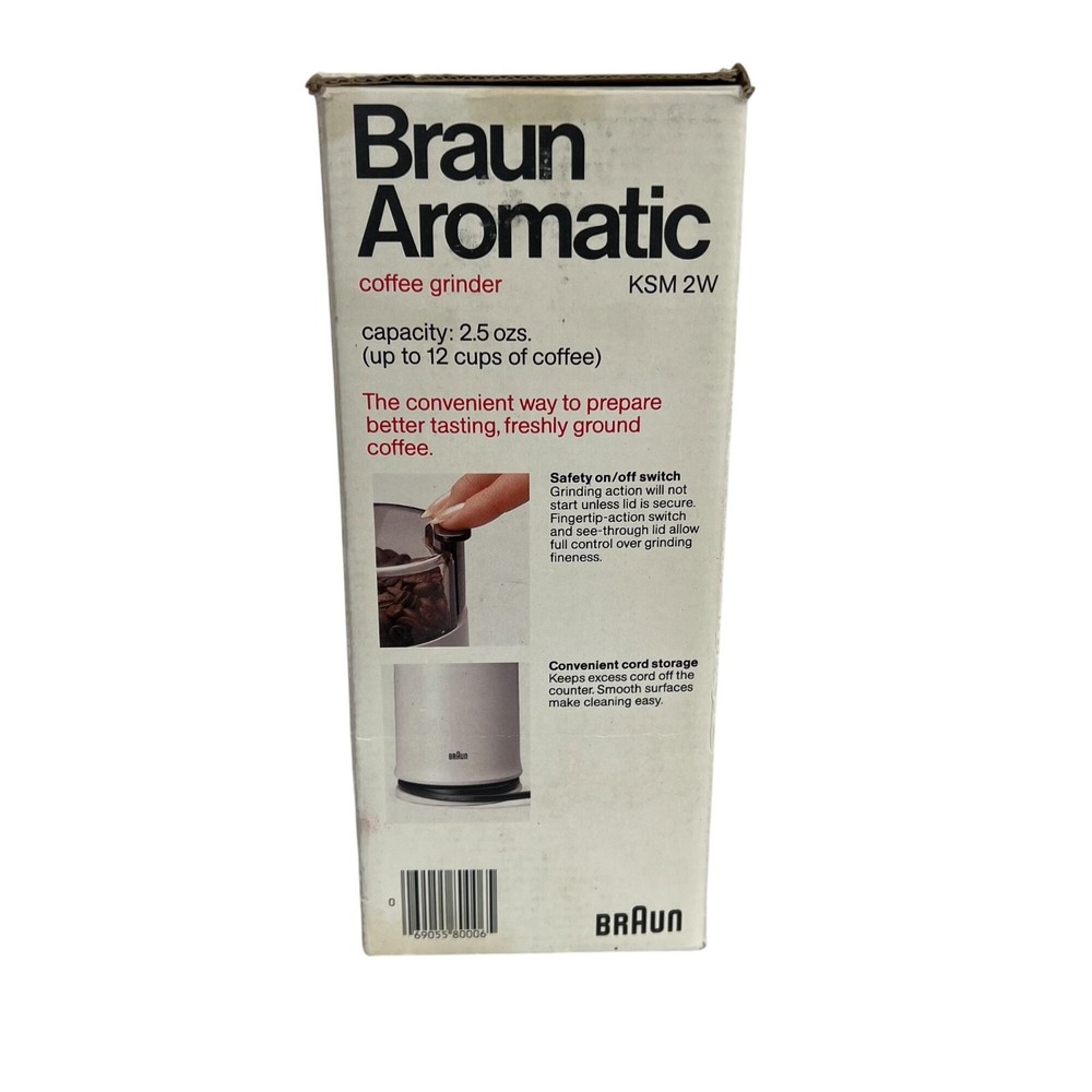 Braun KSM-2 Automatic Coffee Grinder 2.5oz Tested Working w/ Box