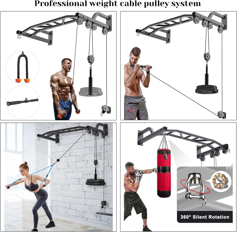 SELEWARE 48'' Heavy Duty Pull Up Bar Wall Mount Multi-function Chin up Bar with