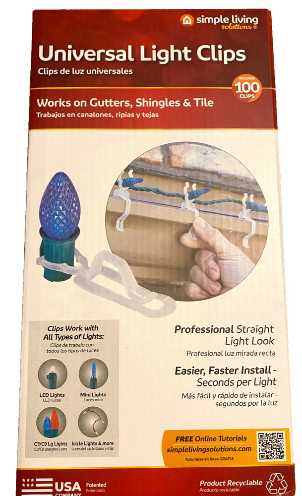 Simple Living Solutions Universal Light Clips 100 Clips