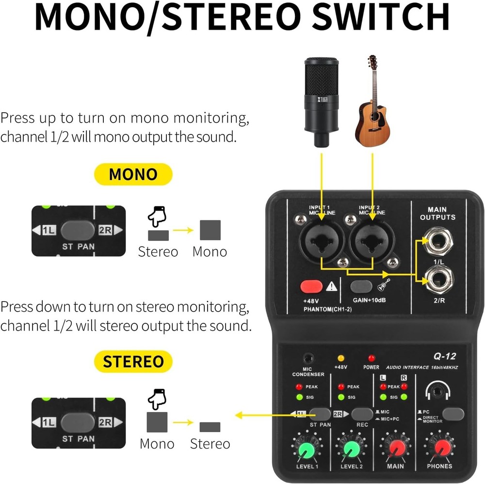 USB Audio Interface for PC,Interface for Recording Music Computer Recording A...