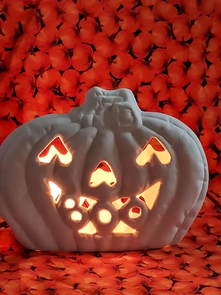 Ceramic Bisque~~ Ready to Paint~~~ "BOO" Pumpkin with Light Kit