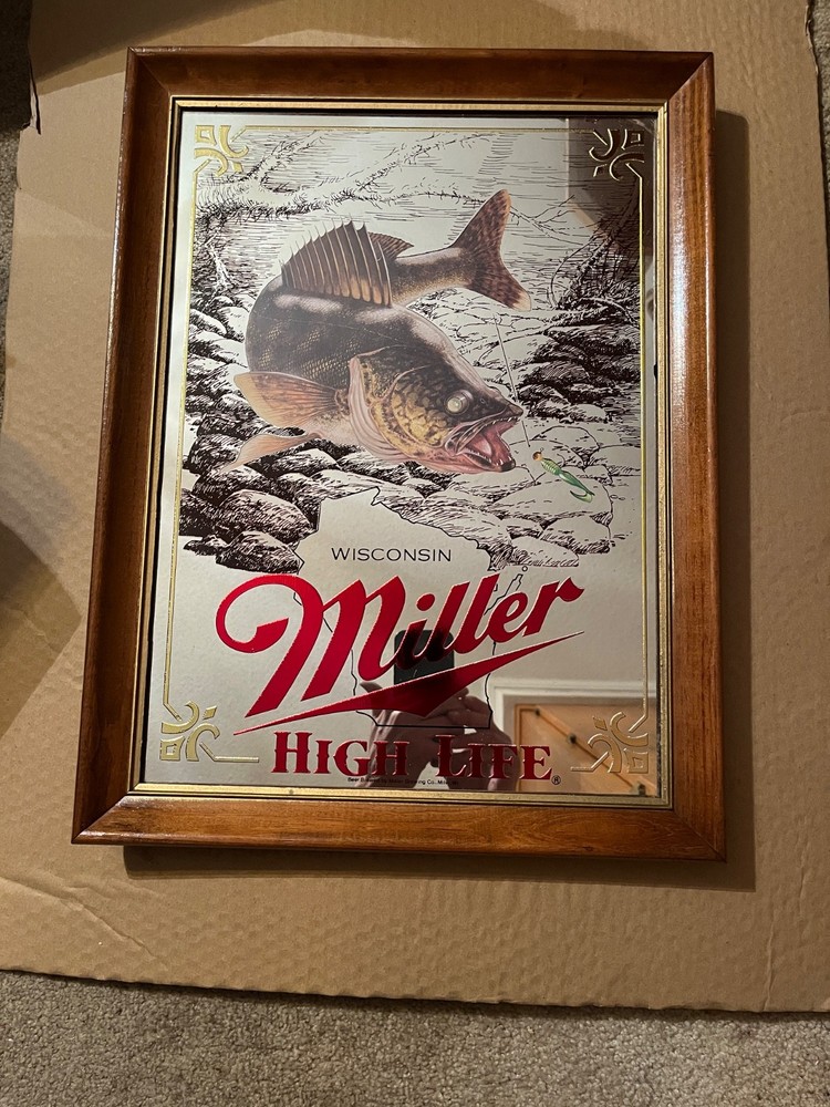miller high life mirror walleye exc con