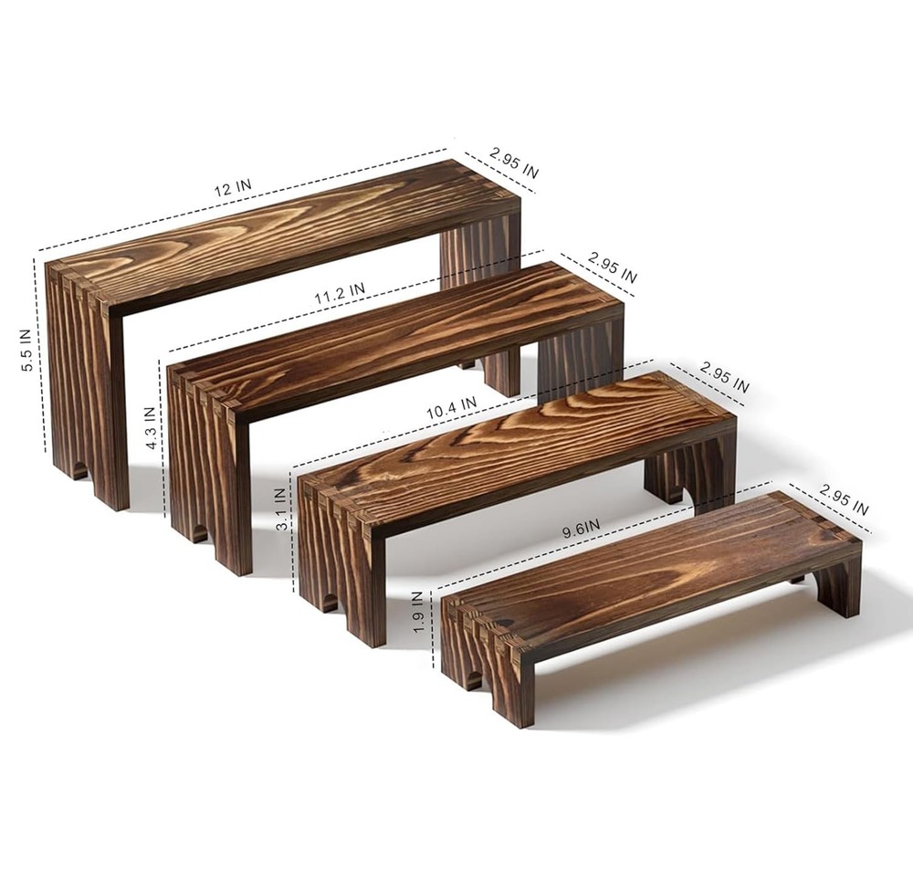 Large 2 Set Stackable Wooden Cupcake Stand Tiered Riser Display Stands for Ve...