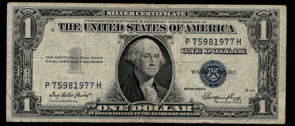 1935E $1 Silver Certificate Birth Year P****1977H