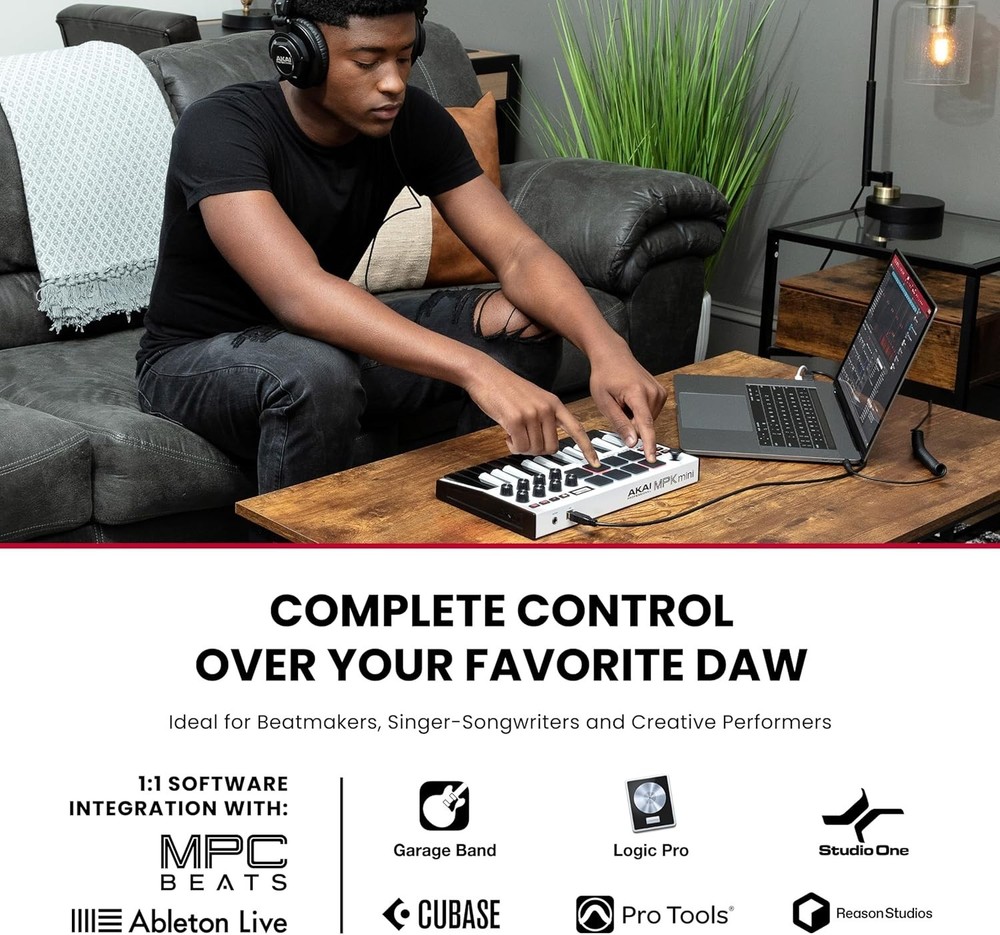 25-Key USB MIDI Keyboard Controller with Drum Pads Knobs Music Production