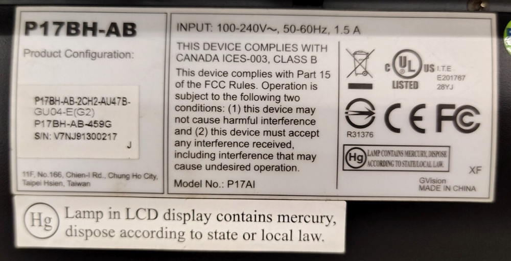 SELF-SERVICE INTERACTIVE TERMINAL W/17" TOUCHSCREEN & BILL VALIDATOR P17BH-AB