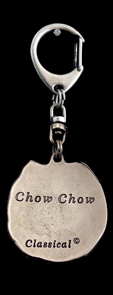 Chow Chow - Silver-plated key ring with dog, handbag decoration, backpack pendan
