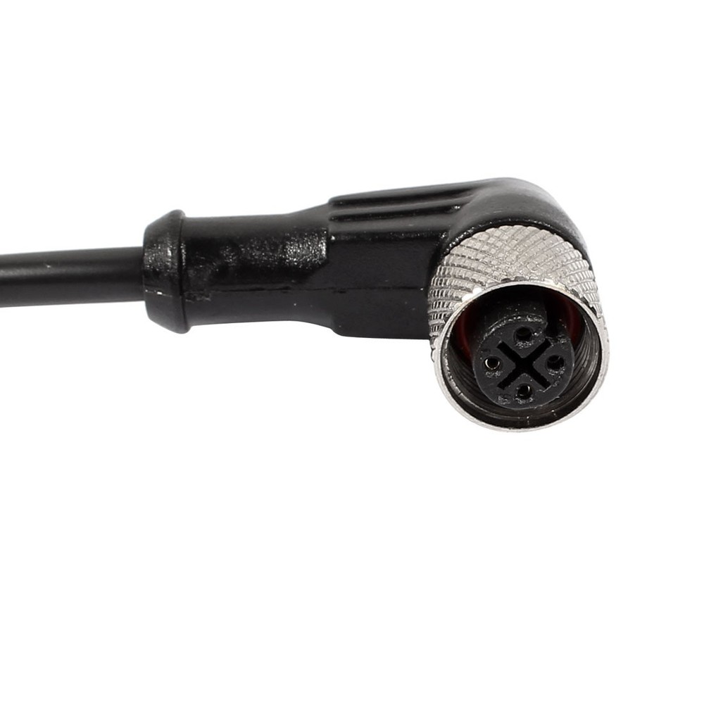 M12 2M Length Electrical Cable Aviation Socket Cable 4Pin Connector Black