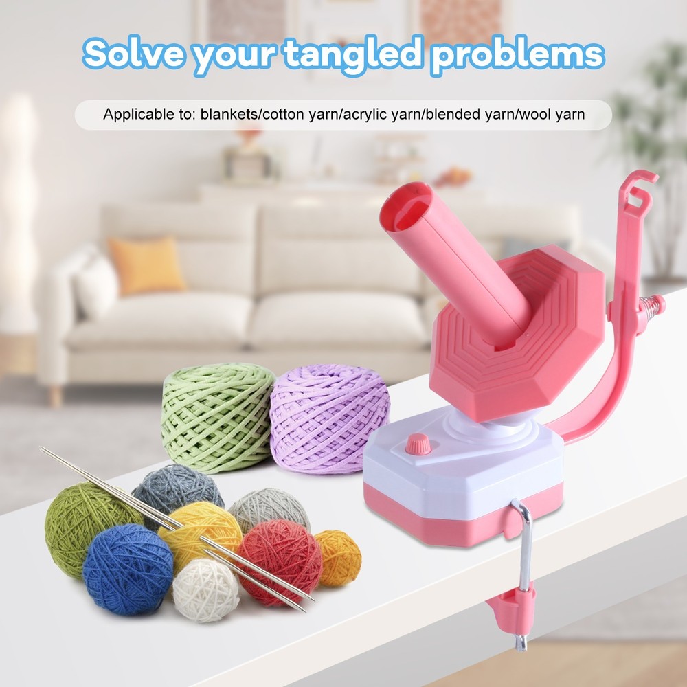 USB Automatic Bobbin Winder Yarn Thread Wool Winding Machine for Sewing (Pink)