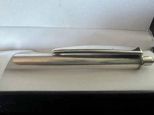 Red Ballpoint Pen Solid 925 Silver Satin Glossy Profiles Click Button 21
