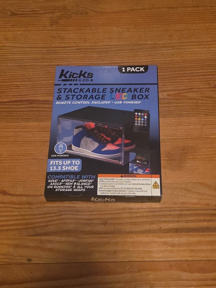 Kicks & Co. Stackable Sneaker RGB Led Display Case Magnetic Shoe Box US 13.5 USB