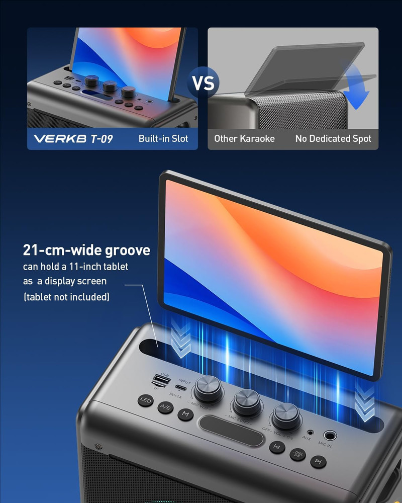Portable Karaoke Machine with 2 Wireless Microphones and Bluetooth Speaker