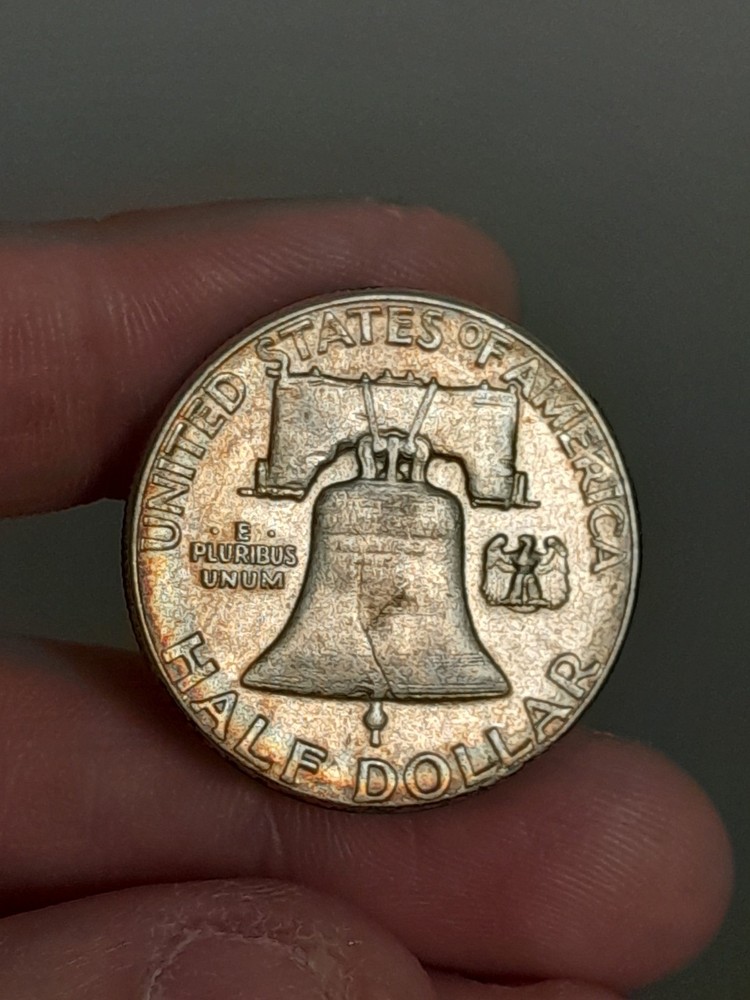 1961- P Franklin Half Dollar Toned #3
