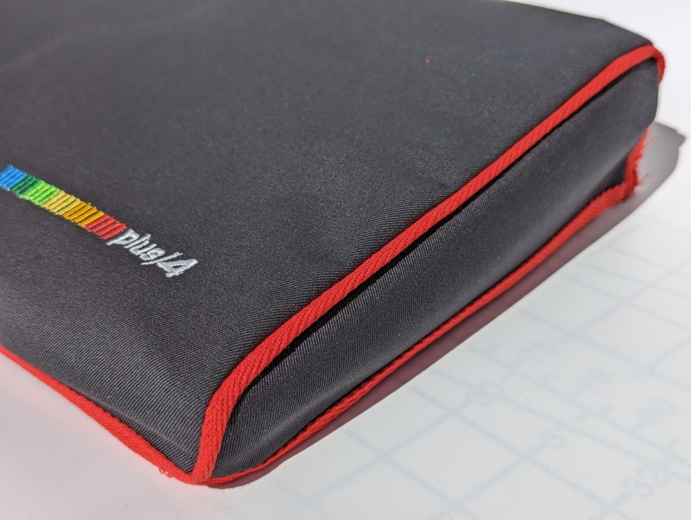 COMMODORE PLUS/4 - dust cover- grey cotton canvas- embroidered