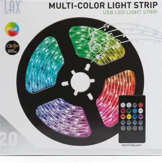 LAX Sound Activated LED RGB Multicolor USB Light Strip with Remote Control