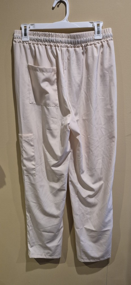 Beige Solid Pattern Unisex Medical Scrubs Pants Size Medium M New