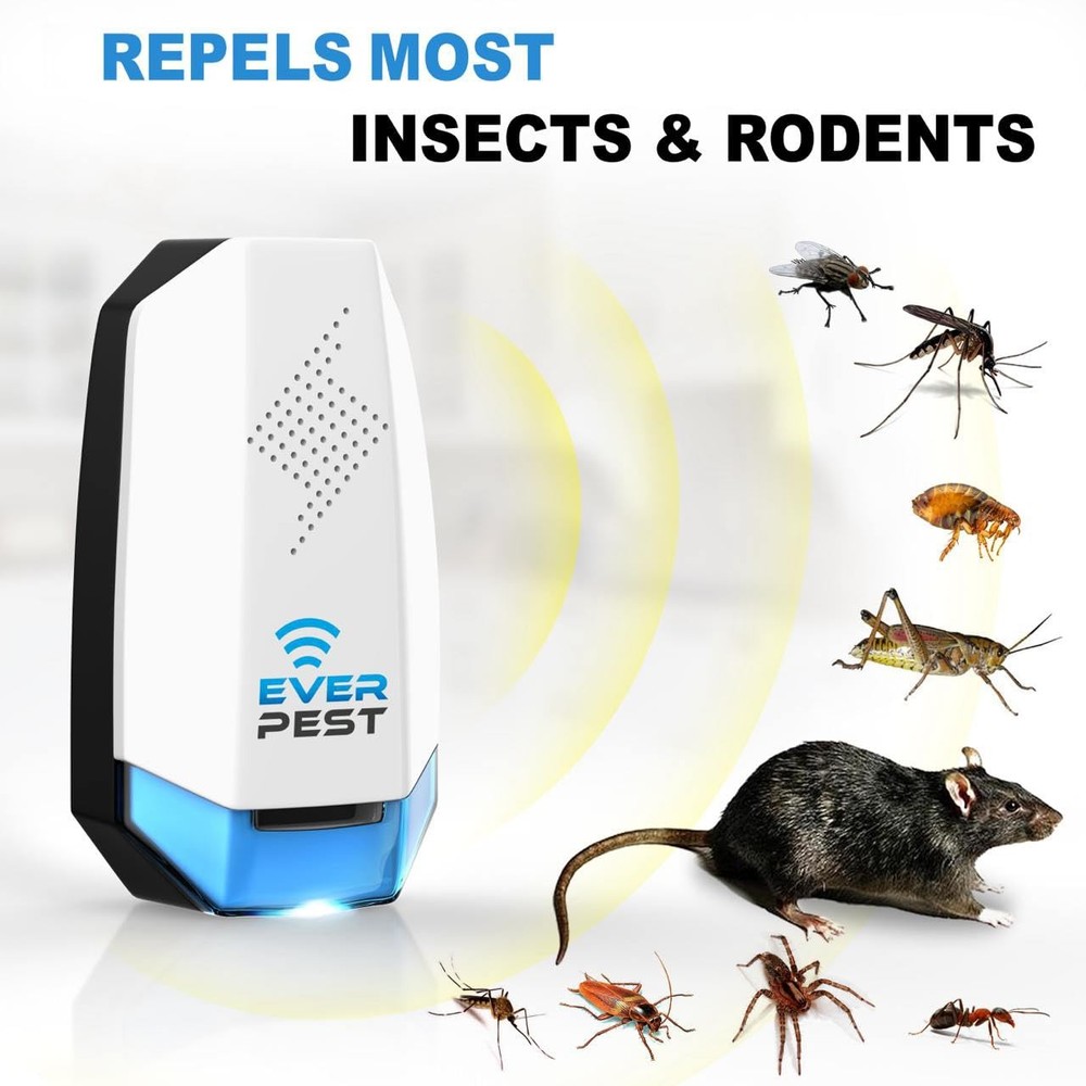 Ultrasonic Pest Repeller 2-Pack - Flea Rat Roach Mosquito Plug-in Control