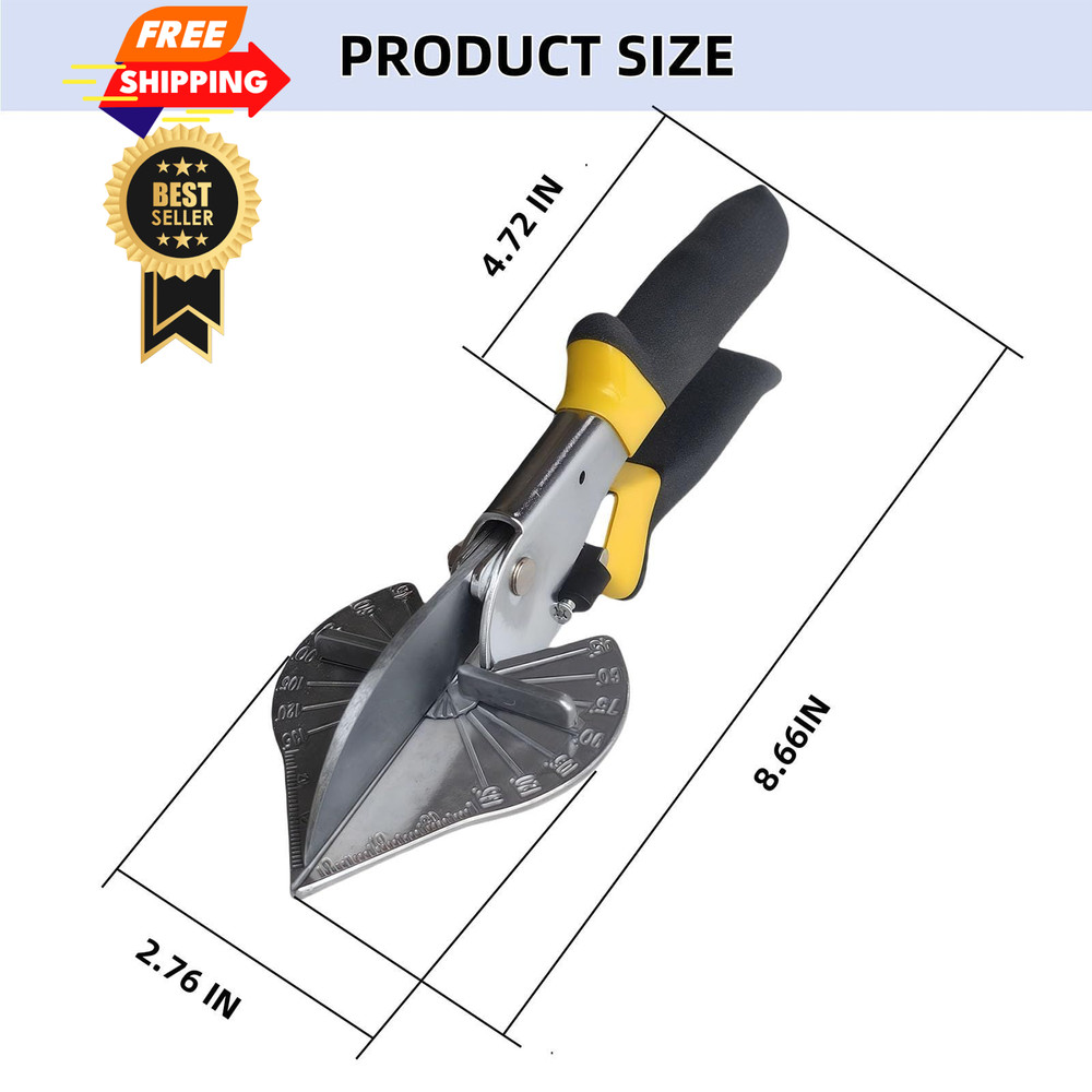Multi Angle Miter Shears for Angular Cutting, Adjustable 45-135 Black Handle