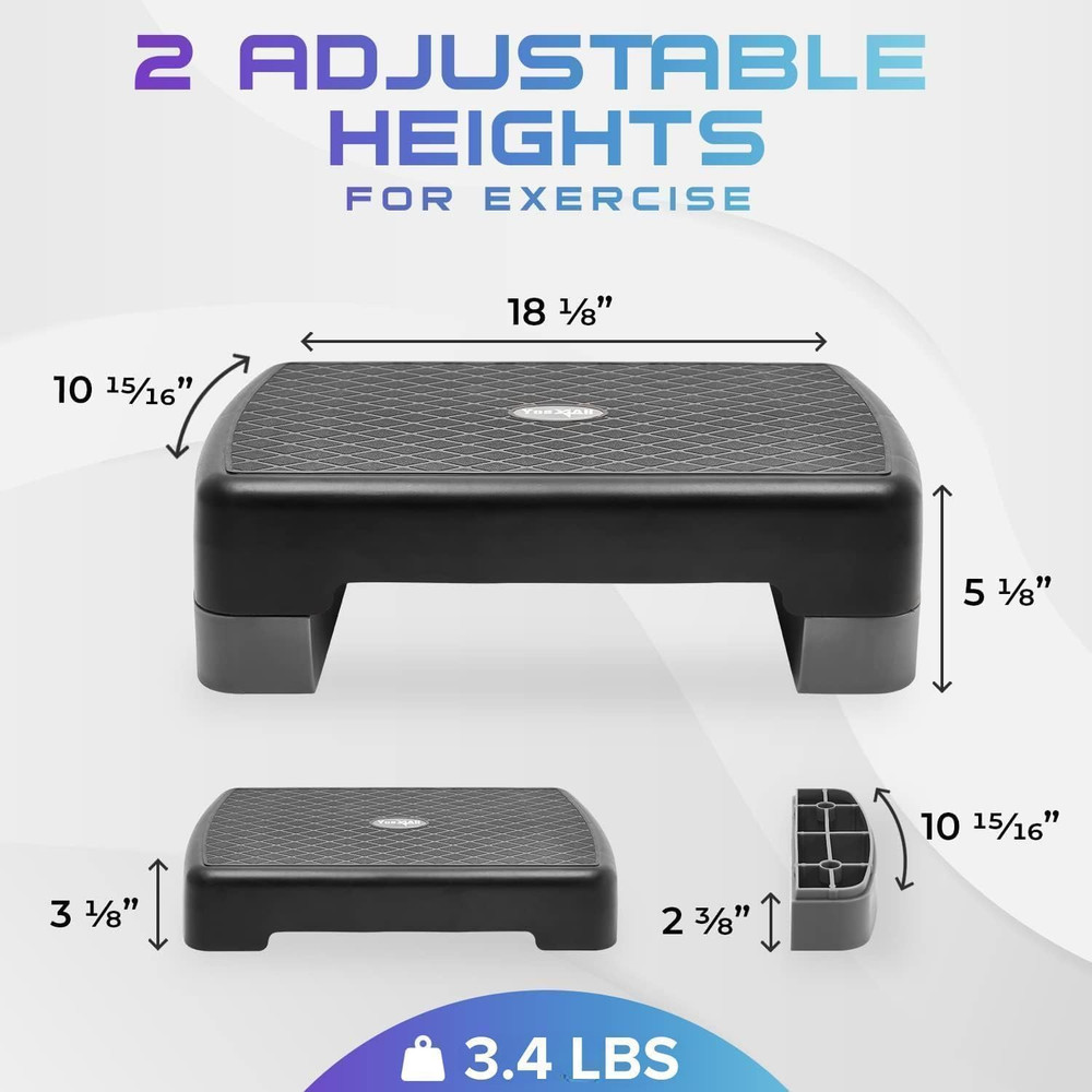 Aerobic Exercise Step Platform, Exercise Stepper with Risers for Cardio and Stre