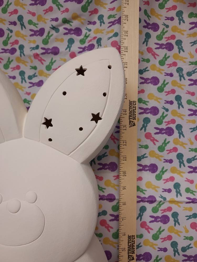 Ceramic Bisque ~ Ready to Paint Large~ Marshmallow Bunny with Egg Stack~ Lighted