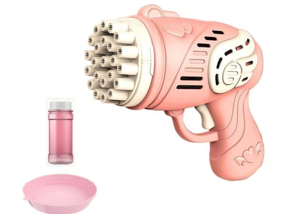Bubble Guns Machine, 23 Hole Bubble Blaster with 2 Refill Solution pink