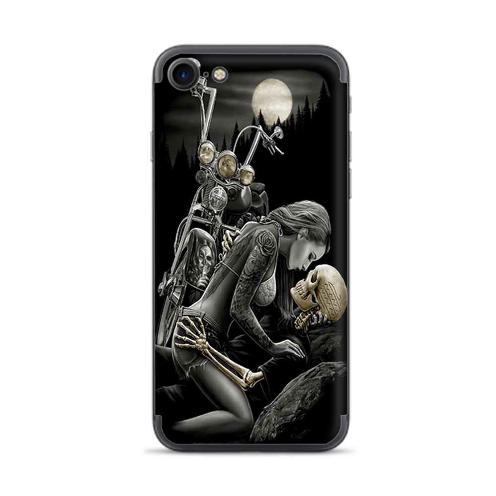 Apple iPhone 7 / 8 Skins Decal Wrap Biker skeleton full moon tattoo