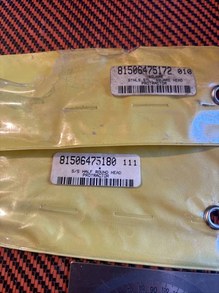 2x HOL 5002 Stainless Steel Rectangular Square Head Protractor with Plastic Bag