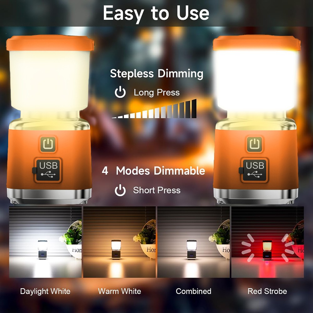 Portable LED Camping Lantern USB Rechargeable Lamp Super Bright Emergency Light